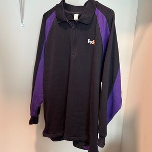 FedEx Black and Purple 1/4 Zip Long Sleeve Sweatshirt Size Large